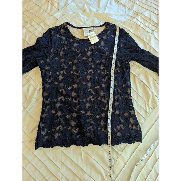 Coldwater creek blue lace long sleeve stretch top sz s nwt - Picture 4 of 4